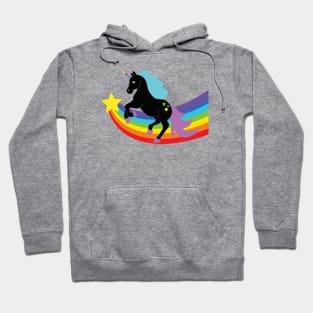 Black Unicorn With Rainbow and Stars Hoodie